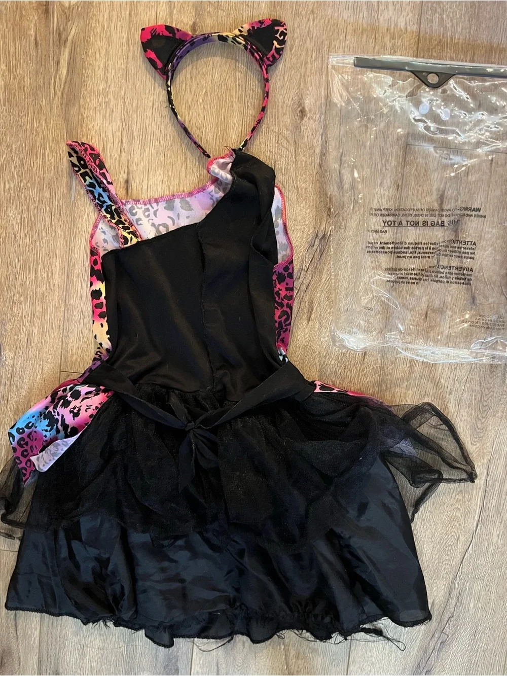 Girls Costume Multicolor Leopard Print Cat Costume Dress with Headband
